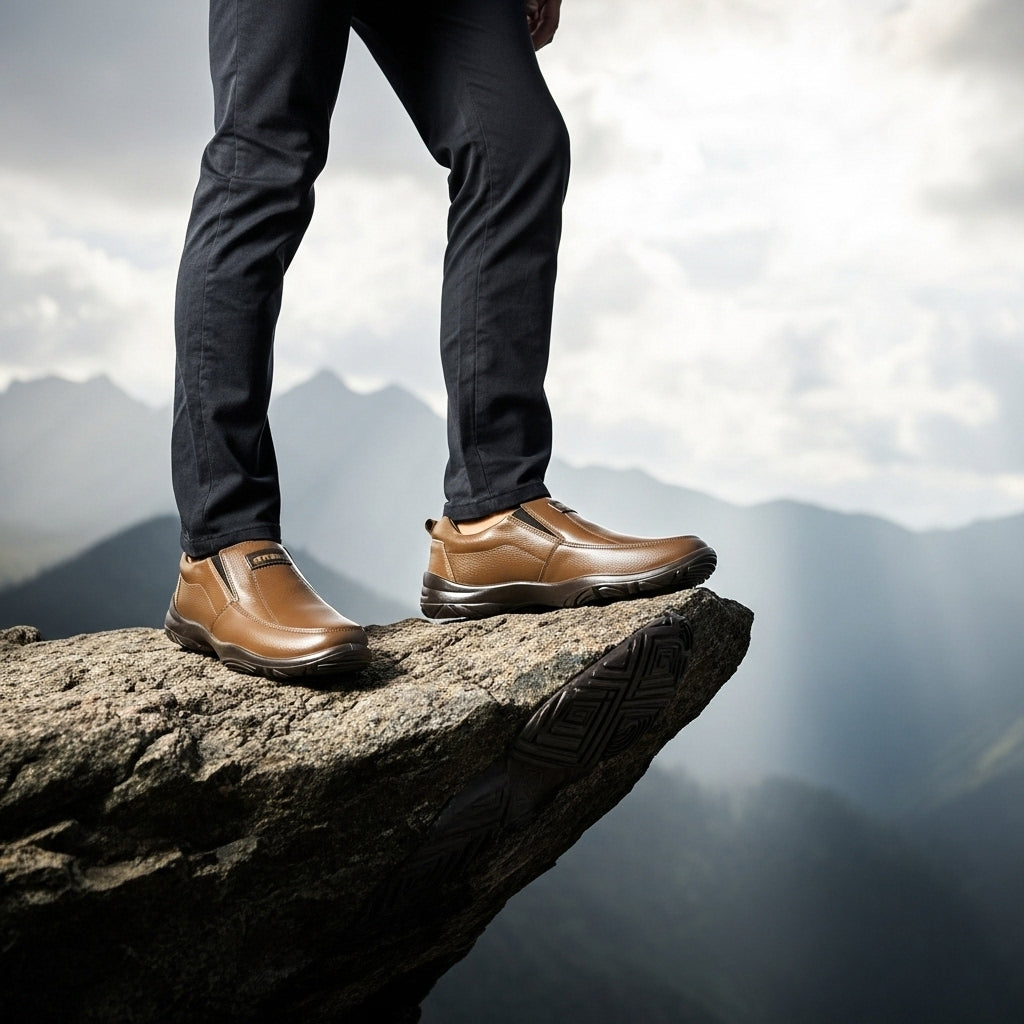 Premium Handcrafted Light Brown Leather Shoes with Medicated Comfort Insole | All-Terrain Durable Sole – Ultimate Daily Wear Comfort